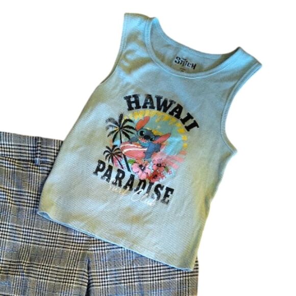 DISNEY STITCH Hawaii Paradise Surf Club Ribbed Crop Tank Top Medium - Picture 5 of 9